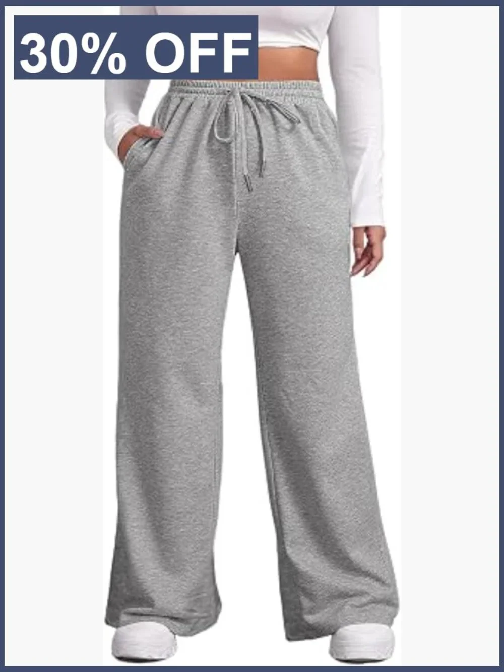 Plus Size Wide Leg Sweatpants High Waisted Drawstring Lounge Pants